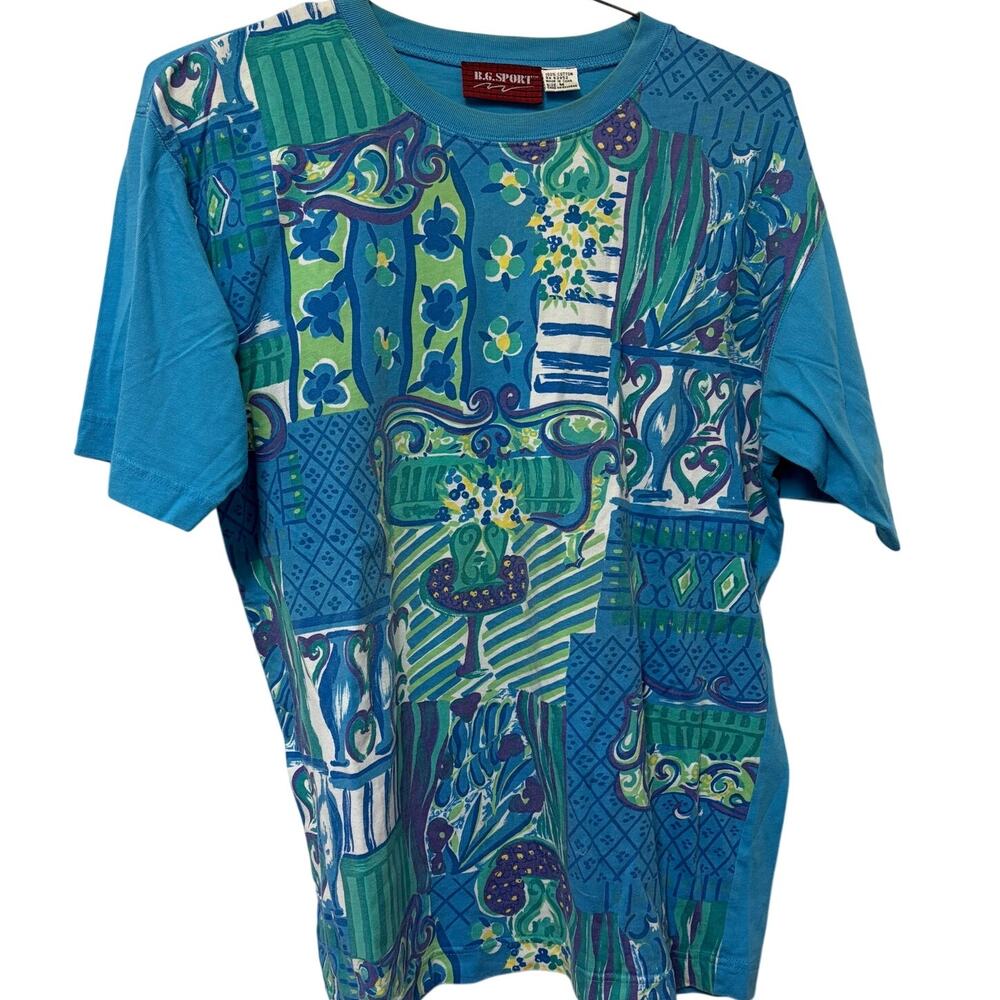Vintage I.G. Sport Abstract Patchwork Multicolor T-Shirt - Women's M